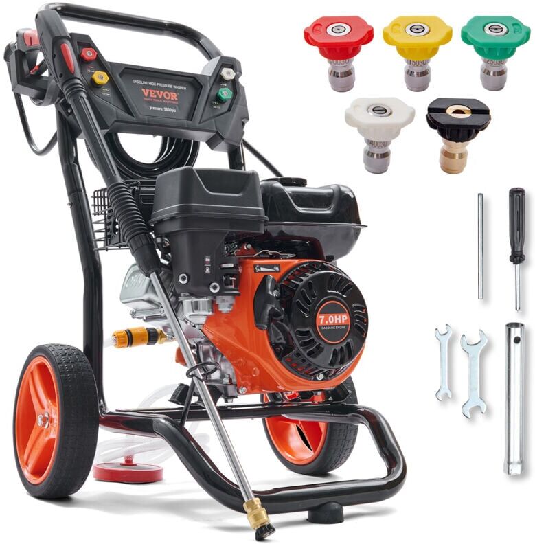 Mophorn - Gas Pressure Washer, 3600 psi 2.6 gpm, Gas Powered Pressure Washer with Copper Pump, Spray Gun and Extension Wand, 5 Quick Connect Nozzles,