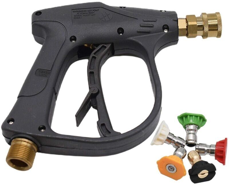 BEIJIYI Pressure Washer Gun with 5 Spray Nozzles, 1/4" Quick Release Foam Lance 4000 PSI, M22 Male Thread Jet for Car Wash