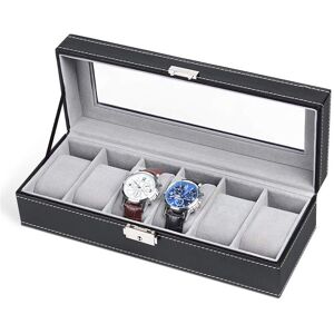 LIVINGANDHOME Faux Leather Watch Display Case with 6 Slots