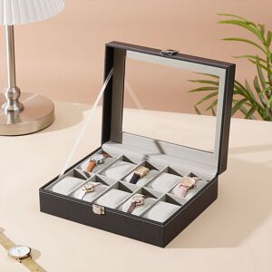 LIVINGANDHOME High quality Faux Leather Watch Case with 10 Slots