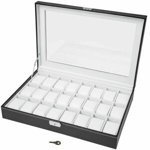 TECTAKE Watch box incl. key - watch case, watch holder, watch display case - white