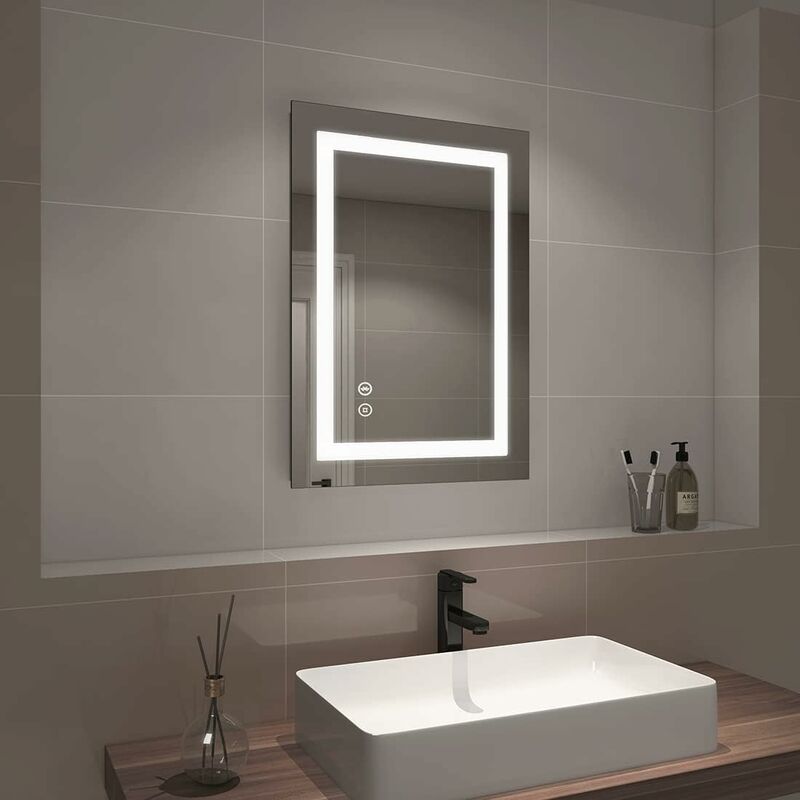 Emke - Bluetooth Bathroom Mirror with Shaver Socket, Backlit led Illuminated Bathroom Mirror with Demister, Makeup Mirror with led Lights, Fuse,