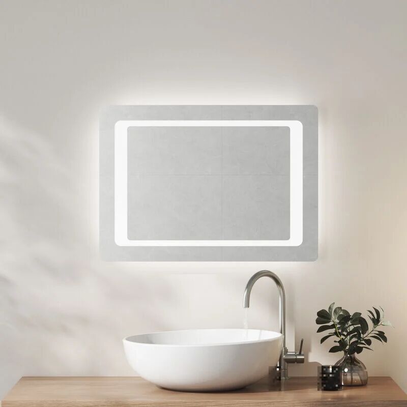 Heilmetz - Illuminated Bathroom Mirror with Shaver Socket 500×700mm, Wall Mounted Multifunction led Bathroom Vanity Mirror with Sensor Switch +
