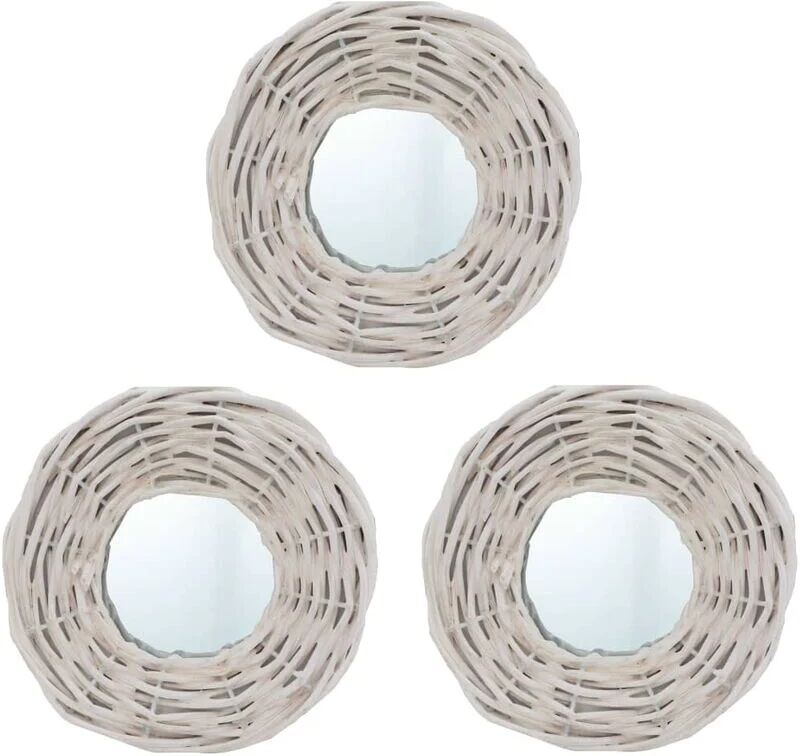 Mirrors 3 pcs White 15 cm Wicker - Royalton