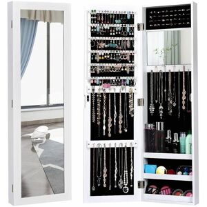 COSTWAY 2-IN-1 Jewelry Cabinet Wall & Door Mounted Jewelry Armoire Full-Length Mirror