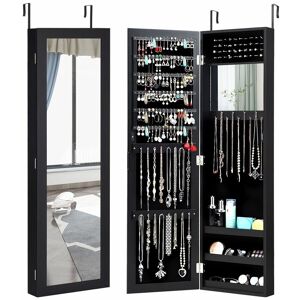 COSTWAY 2-IN-1 Jewelry Cabinet Wall & Door Mounted Jewelry Armoire Full-Length Mirror