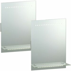 LOOPS 2 pack IP44 led Bathroom Mirror 50cm x 39cm Vanity Light Shelf & Shaver Socket