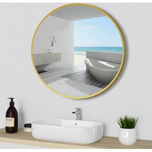 BIUBIUBATH 70cm Round Wall Mounted Mirror with Black/Gold Frame for BathroomHome DecorationMakeupshaving