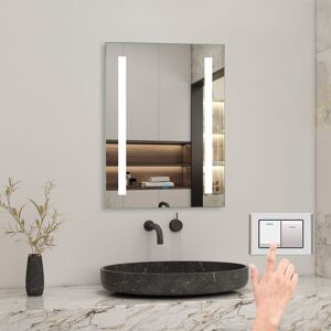 BIUBIUBATH 8060cm Rectangle LED Mirror with Shaver Socket,3 LED Colors,Anti-fog,Memory Function