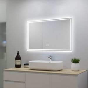 Sky Bathroom - Anti-foggy Wall Mounted 800 x 600mm Mirror, Frontlit led Illuminated Bathroom Mirror Bluetooth Audio Included