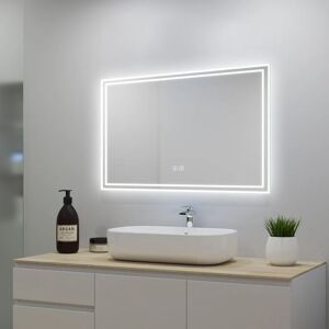 Sky Bathroom - Anti-foggy Wall Mounted 1200 x 700mm Mirror, Frontlit led Illuminated Bathroom Mirror Bluetooth Audio Included