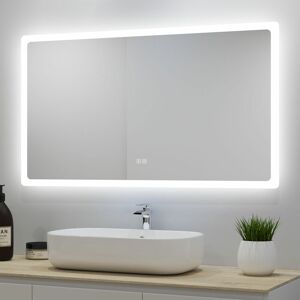 SKY BATHROOM Anti-foggy Wall Mounted 1200 x 700mm Mirror, Frontlit LED Illuminated Bathroom Mirror Bluetooth Audio Included