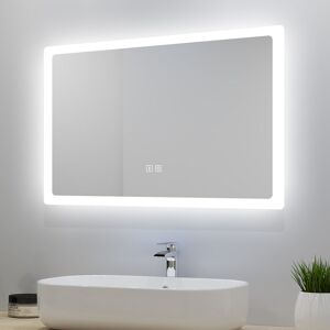 Sky Bathroom - Anti-foggy Wall Mounted 1000 x 600mm Mirror, Frontlit led Illuminated Bathroom Mirror Bluetooth Audio Included