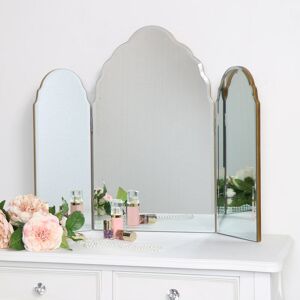 Melody Maison - Antique Gold Arched Triple Vanity Mirror 60cm x 72cm - Gold