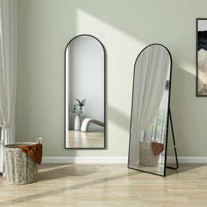 ACEZANBLE Arched Full Length Mirror 163cm, Free Standing Leaning Mirror Hanging Mounted Mirror Aluminum Frame Modern Simple Home Decor for Living Room Bedroom