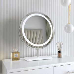 CARME HOME Ava Silver Marble Touch Sensor led Light Mirror - Silver