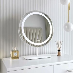 CARME HOME Ava White Marble Touch Sensor led Light Mirror - White