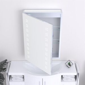 CLIFTON MIRRORS Bathroom Cabinet Wall Mirror - Rectangular 700 x 500mm - Led Light Wall Mirror Cabinet (dots) - Demister Pad
