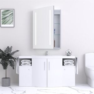 CLIFTON MIRRORS Bathroom Cabinet Wall Mirror - Rectangular 700 x 500mm - Led Light Wall Mirror Cabinet (side) - Demister Pad