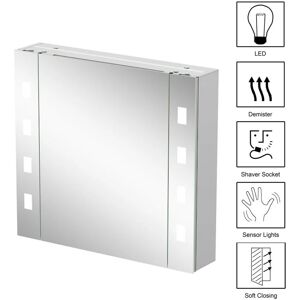 Artis - Bathroom led Mirror Cabinet Demister Shaver Socket Aluminium IP44 600 x 650mm - Silver