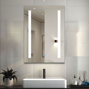 Acezanble - Bathroom led Mirrors with Shaver Socket, Bathroom Mirror with 3 Colors Lights, Dimmable & Demister, Brightness Memory Function / Wall