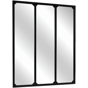 Charles Bentley - Large Industrial Urban Wrought Iron Square Panel Mirror 95x120cm - Clear