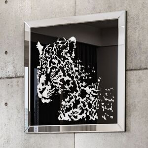 LUVODI Crushed Diamond Wall Art Mirror with Leopard Pattern Accent Mirror, 60cm