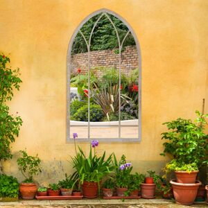 WARMIEHOMY Decorative Metal Arched Garden Window Mirror