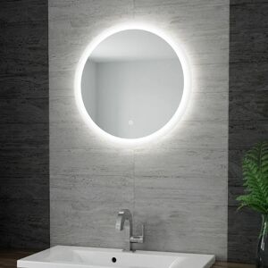 Ellera Circular led Mirror 620mm h x 40mm d - White - Eastbrook