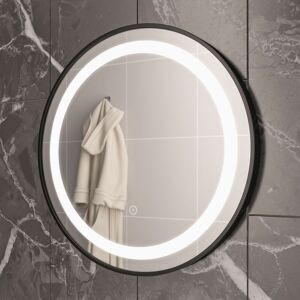 Largo Black Frame White led Mirror 600mm h x 600mm w - Eastbrook