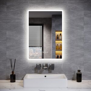 Elegant - 500x700mm Bathroom led Mirror with Bluetooth Anti Fog Vanity Mirror with Shaver Socket Backlit Wall Mounted Bathroom Mirror Adjust Color