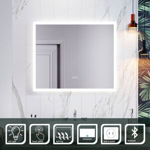 Elegant - 600 x 500mm Anti-foggy Wall Mounted Mirror,Frontlit led Illuminated Bathroom Mirror with Bluetooth Audio