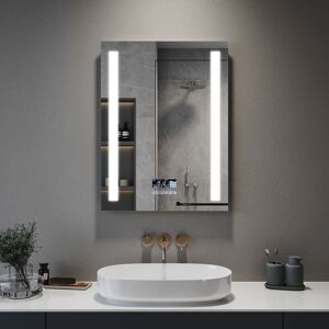 Elegant - 600 x 800mm Modern Multifunction Smart Bathroom Mirror with Shaver Socket, Anti-Fog, Dimmable Touch Switch Control Clock Function led