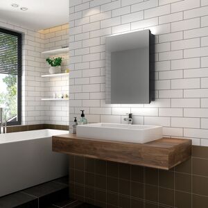 Elegant - 500 x 700mm Illuminated Bathroom led Mirror Cabinet with Shelf + Shaver Socket Wall Mounted led Bathroom Mirror