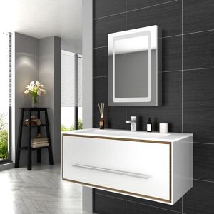 Elegant - Illuminated led Bathroom Mirror Cabinet with Adjustable Glass Shelf with Lights with Sensor Switch and Demister Pad Stainless Steel Wall