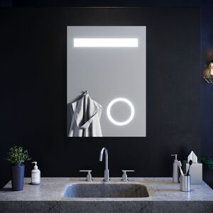 Elegant - Illuminated led Bathroom Mirror 500 x 700 mm with Shaver Socket 3X Magnifier Lights Button Switch Aluminium Alloy Framed