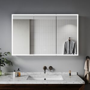 Elegant - led Bathroom Cabinet Stainless Steel Cupboard Mirror Cabinet with Shavor Socket Touch Sensor 1050x650X125mm 3 Doors Design Dimmable