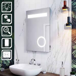 Elegant - Energy Efficient led Bathroom Mirror with Magnifying Mirror Shaver Socket, Aluminium Alloy Framed, IP44 Splash Proof 500 x 700 mm