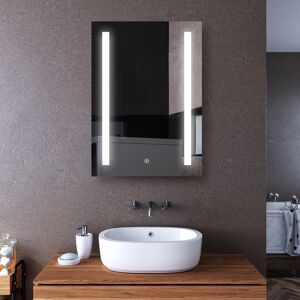 Anti-foggy Bathroom led Mirror with Light 500 x 700 mm Bar Light,Shaver Socket + Touch Switch + 4MM hd Sliver Mirror + Aluminum Alloy Frame - Elegant