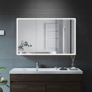 ELEGANT Wall Mounted Bathroom LED Mirror Cabinet Cupboard with Mirror 3 Door Soft Close Storage Cabinet with Adjustable Light Shaver Socket Bluetooth