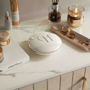 CARME HOME Ella Rosegold Compact Mirror with led Lights - White