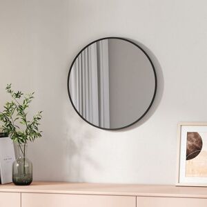 Emke - Bathroom Circle Mirror, Round Mirror for Glass Wall Mounted Makeup Mirror, Framed Wall Mirror 50cm Black Round Mirror