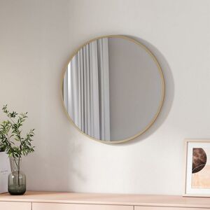 Bathroom Circle Mirror, Round Mirror for Glass Wall Mounted Makeup Mirror, Framed Wall Mirror 60cm Gold Round Mirror - Emke