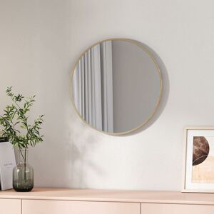 Emke - Bathroom Circle Mirror, Round Mirror for Glass Wall Mounted Makeup Mirror, Framed Wall Mirror 50cm Gold Round Mirror