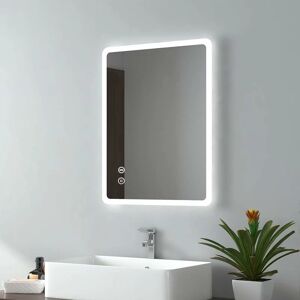 EMKE Backlit Illuminated Bathroom Mirror 450 x 600 mm, Wall Mounted Multifunction Bathroom Vanity Mirror with led Lights and Demister, Bluetooth Speaker,