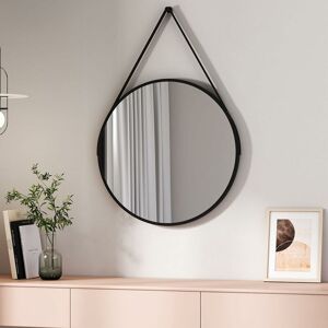 Bathroom Circle Mirror Black Round Mirror Wall Vanity Mirror Framed Belt Decorative Hanging Makeup Mirror 70cm - Emke