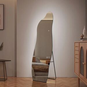 Freestanding Mirror Full Length with Led Lights, Floor Mirror with Dimmable, Tempered Glass Floor Mirror 1450 x 500 mm - Emke