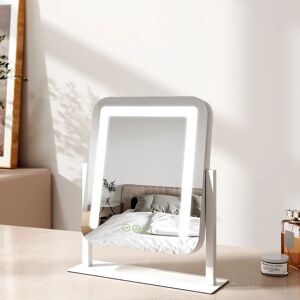 Hollywood Vanity Mirror with Lights Dressing Table Mirror with 7X Magnifier, 3 Color Lighting, Rotation and Memory Function, 30x23cm, White - Emke
