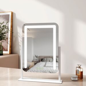 Emke - Hollywood Vanity Mirror with Lights Dressing Table Mirror with 7X Magnifier, 3 Color Lighting, Rotation and Memory Function, 40x30cm, White