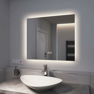 EMKE Illuminated Backlit Bathroom Mirrors, Wall Mounted Light Up Bathroom Mirror with led Lights, Anti-Fog Bathroom Vanity Mirror with Dimmable Touch